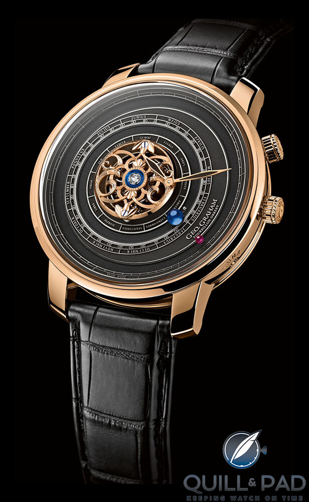 Graham Geo. Graham Orrery Tourbillon in pink gold with dark dial