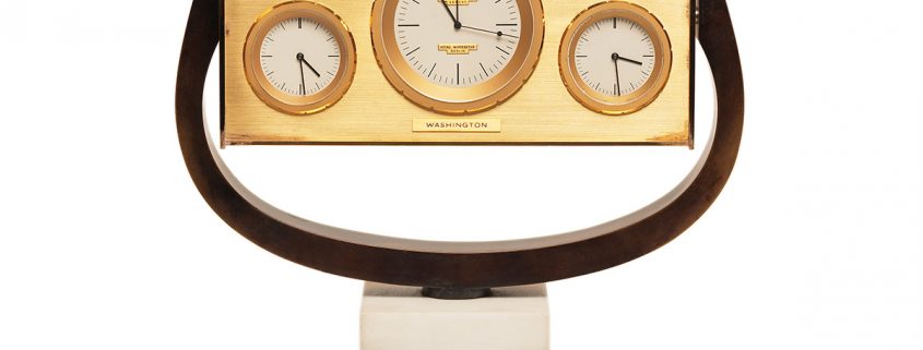 John F. Kennedy clock by Patek Philippe symbolizes the famous "Hotline" communication system set up between the U.S.A. and the then Soviet Union