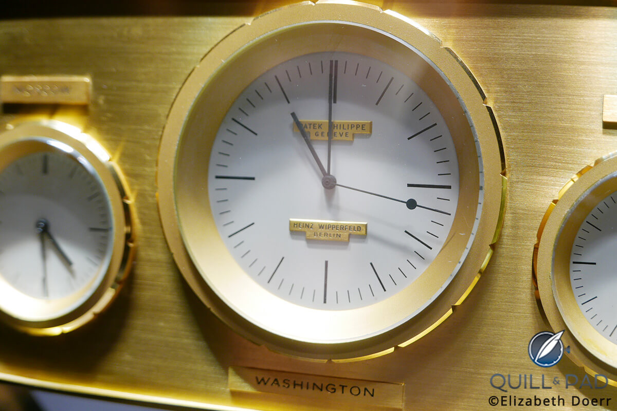Close look at the main dial of the JFK clock