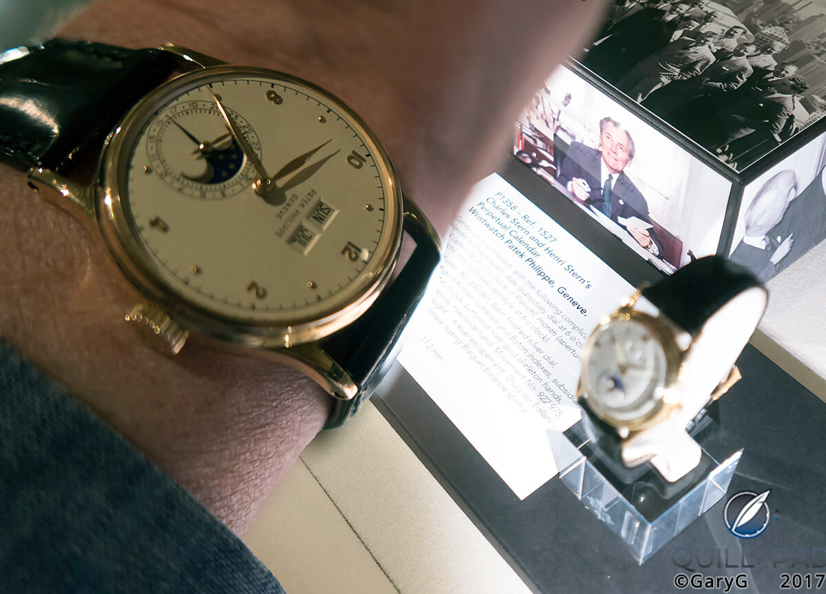 The author’s Patek Philippe Reference 1526 in the foreground with the Sterns’ unique Reference 1527 at rear