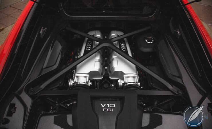 610 horse power, 5.2-liter V10 engine in the 2018 Audi R8 Spyder V10 Plus