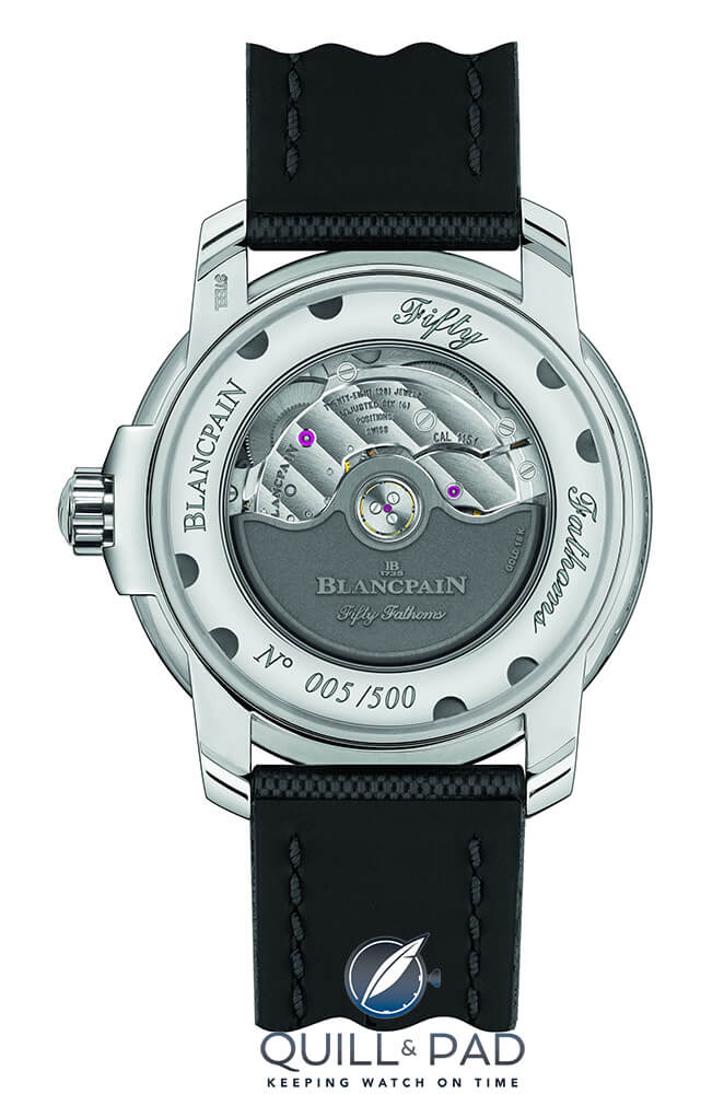 Back of the Blancpain Tribute To Fifty Fathoms MIL-SPEC