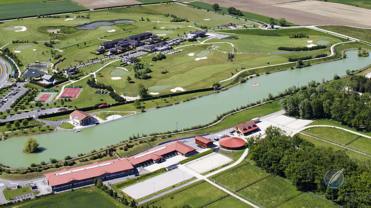 Arial view of the Jiva Hill Resort, Spa, Golf and, in the foreground, Equestrian Centre