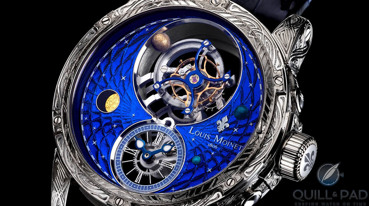 Close up look dial side of the Louis Moinet Space Mystery