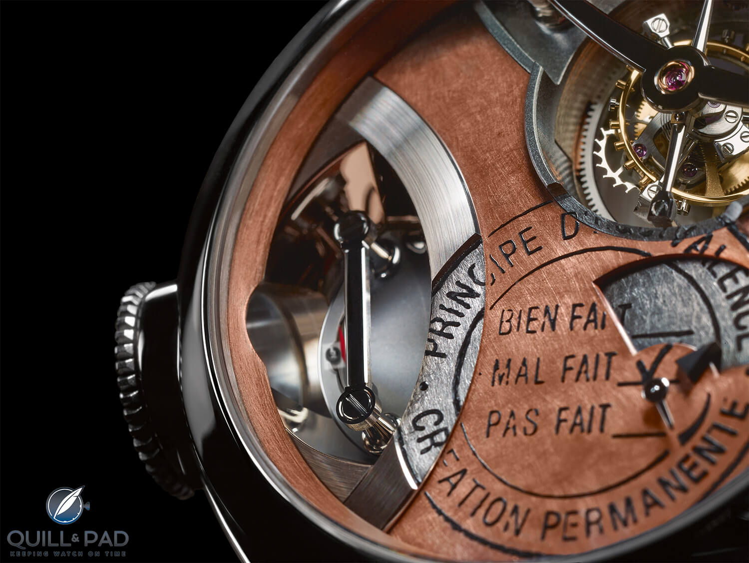 Close up look at the dial of the Greubel Forsey Art Piece 2 Edition 1 Filliou in white gold