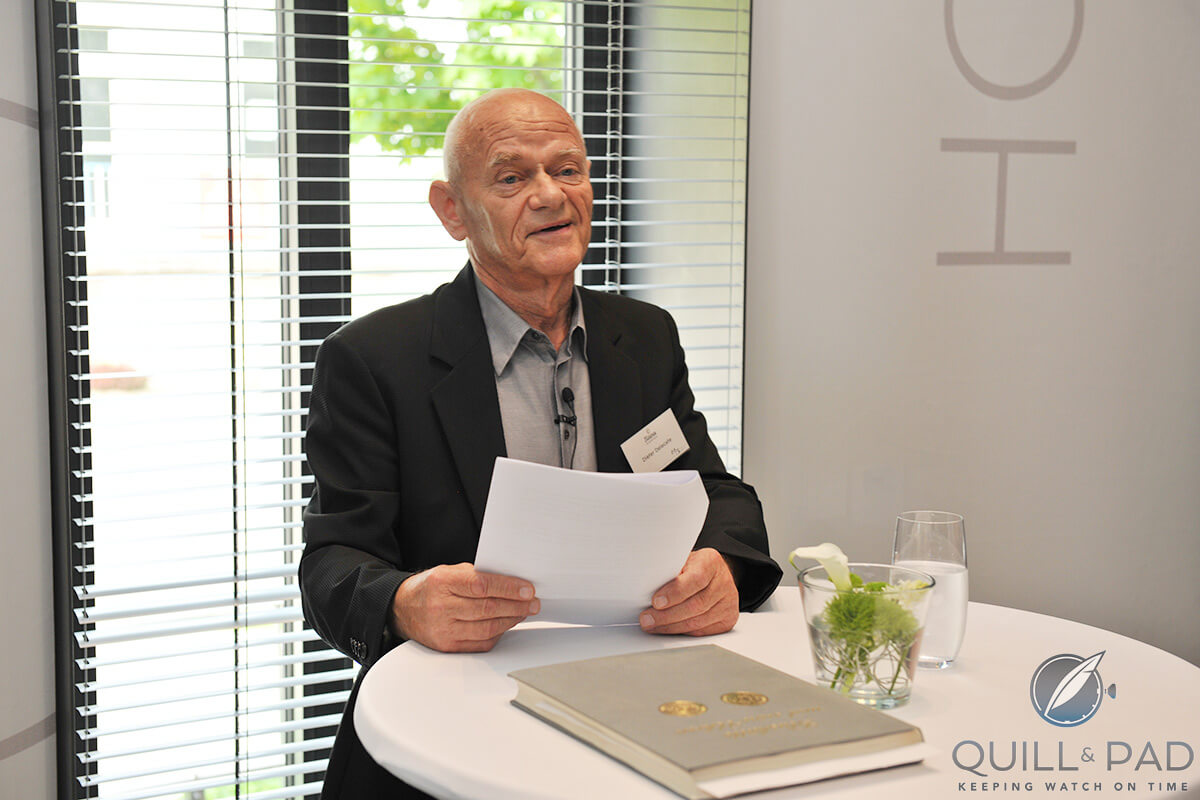 Dieter Delecate welcoming guests to the Glashütte factory opening in 2011
