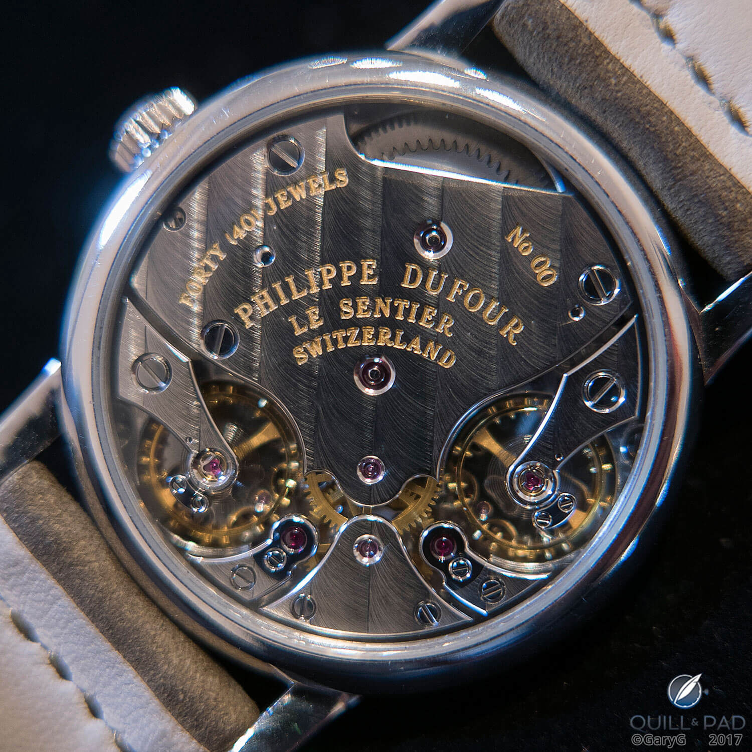Movement side, Philippe Dufour Duality no. 00 in platinum