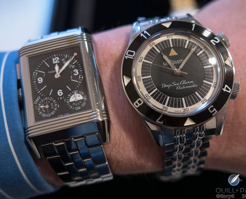 Parting shot: the record-setting LeCoultre Deep Sea alongside the author’s Jaeger-LeCoultre Reverso Grande GMT