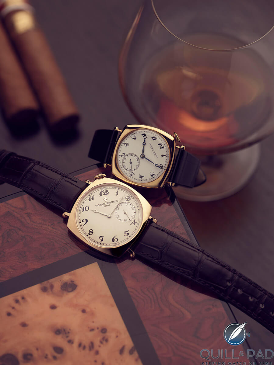 Vacheron Constantin’s 36 mm Historiques American 1921 Small (top) with the 40 mm edition from 2008
