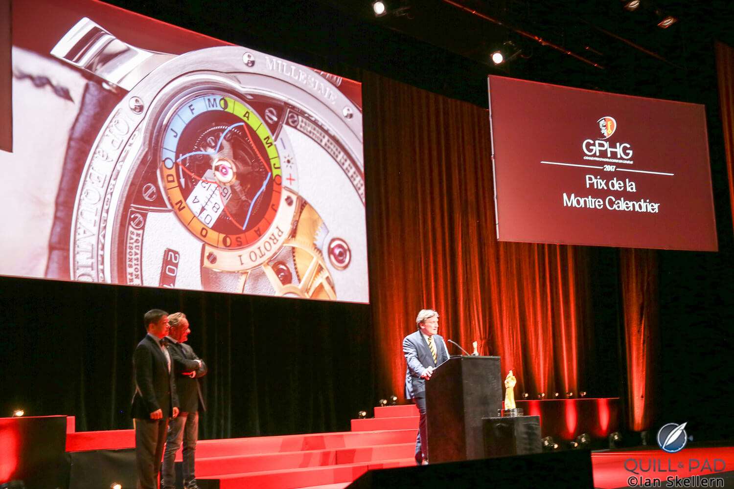 Stephen Forsey accepts the award for Best Calendar Watch: Greubel Forsey QP à Équation