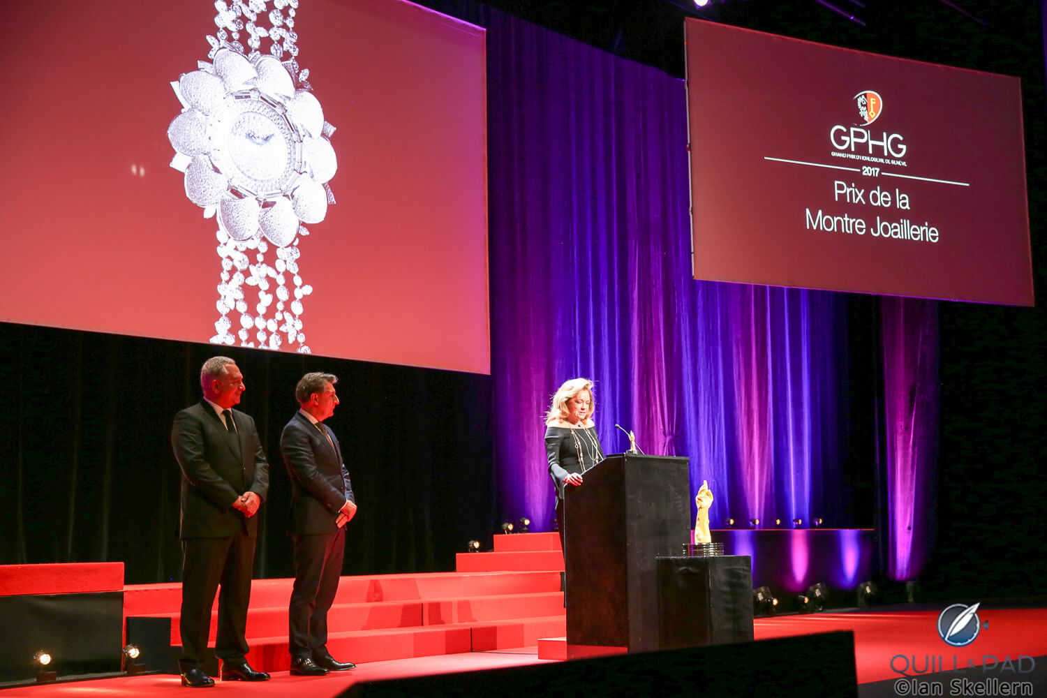 Chopard co-president Caroline Scheufele acctepts the award for Best Jewellery Watch: Chopard Lotus Blanc