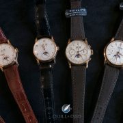 Tasty tray: an assortment of vintage Patek Philippe delights at Phillips, with the author’s Reference 1526 third from left