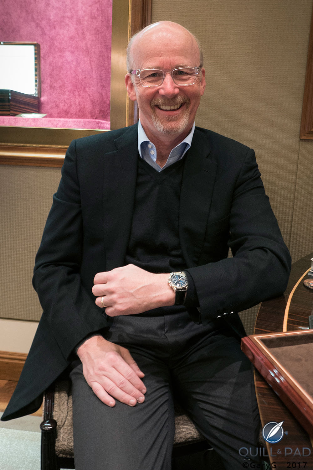 Sitting in “The Chair” with a newly delivered watch at the Patek Philippe Geneva Salon