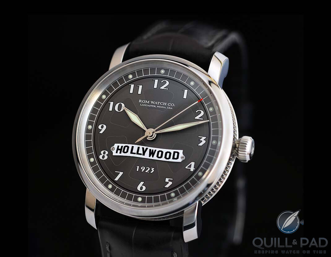 Hollywood 1923 watch by RGM: the 'Hollywood' plaque is made from metal from the original Hollywood sign