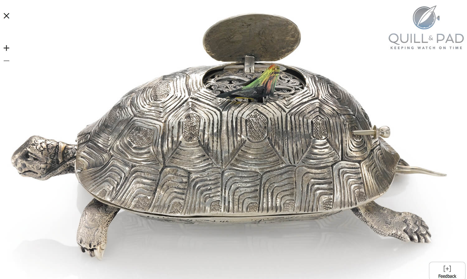 Key-wound silver turtle automaton with a singing bird in its shell made in Germany in about 1975 (photo courtesy Sothebys)