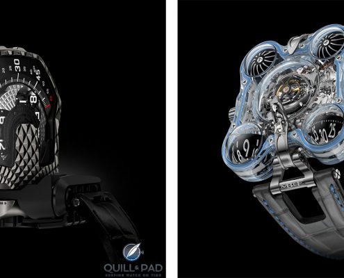 Urwerk UR-T8 (left) and MB&F HM6 Alien Nation