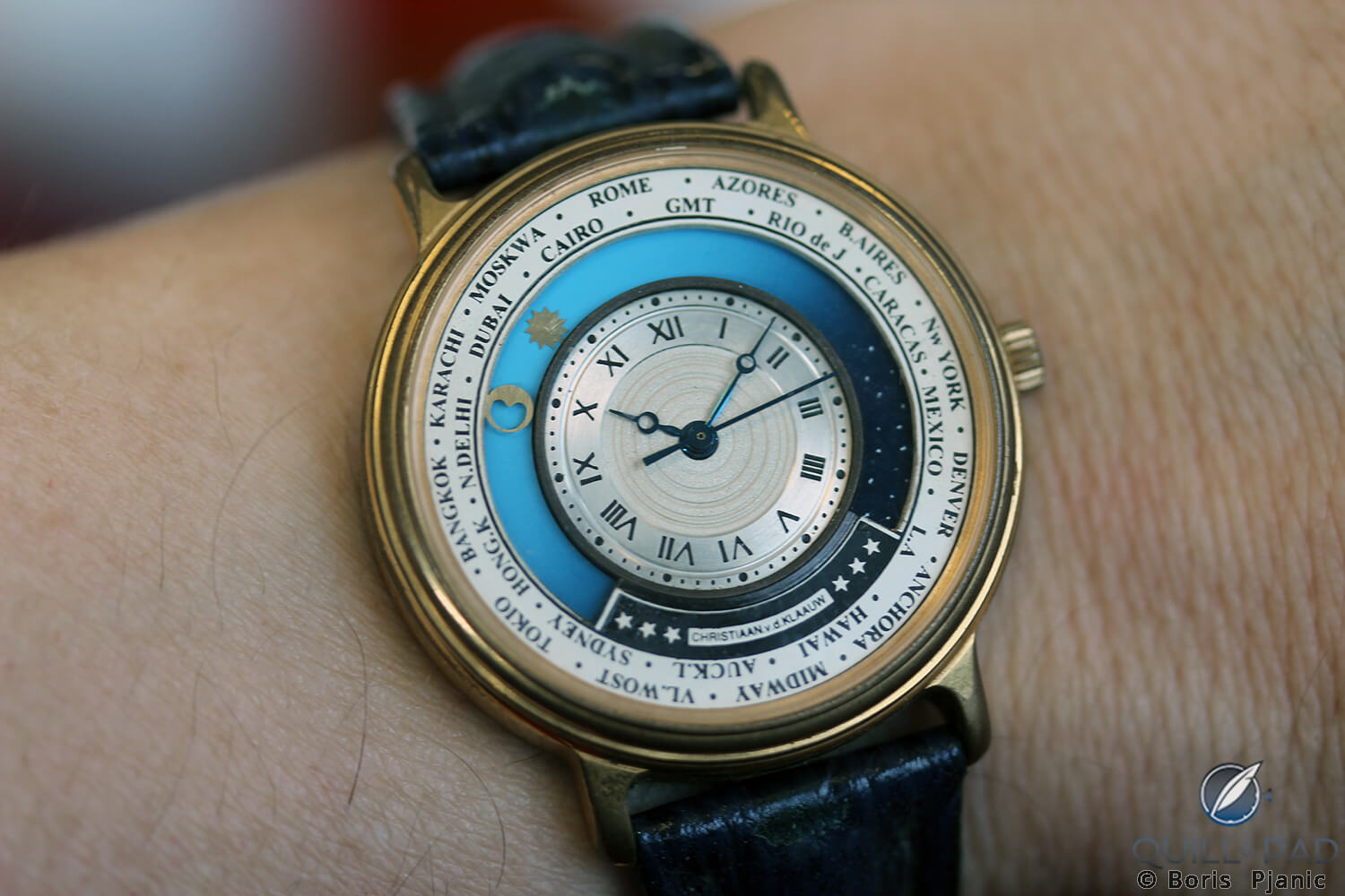 Original Satellite du Monde planetarium wristwatch prototype by Christiaan van der Klaauw