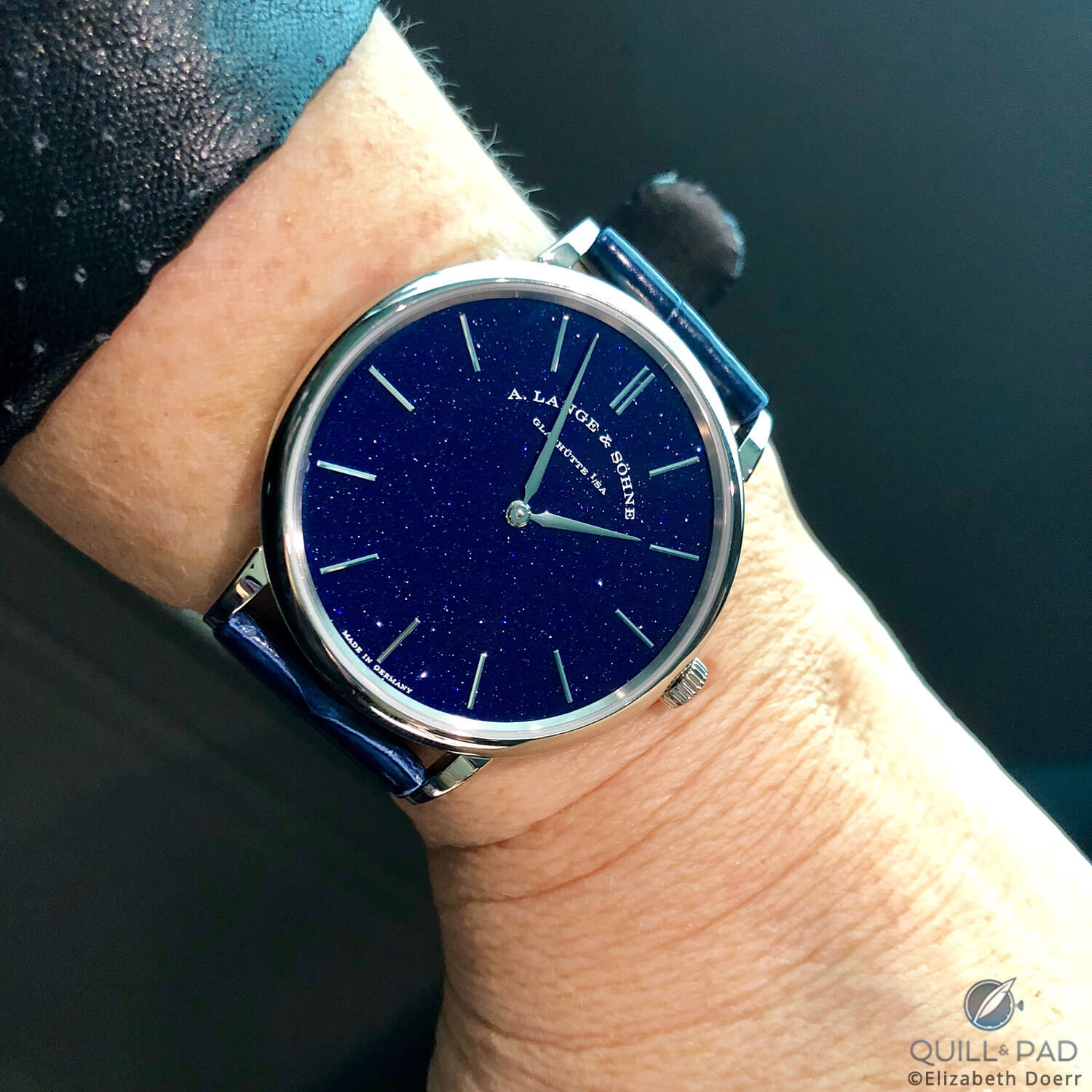 Lange & Söhne introduced a very surprising model at SIHH 2018: the Saxonia Thin with aventurine dial.