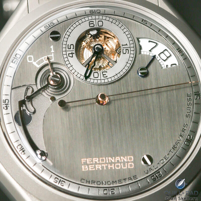 Close up look dial side of the Ferdinand Berthoud Chronomètre FB 1R.6-1