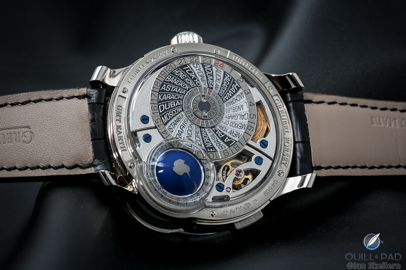 Universal world time zones on the back of the Greubel Forsey GMT Earth
