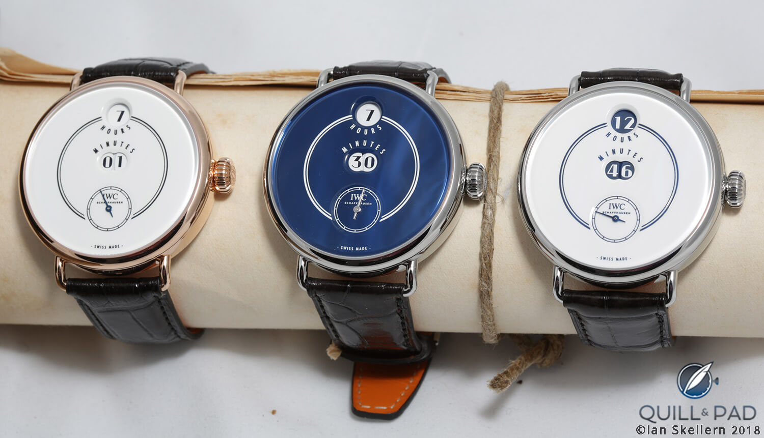 Three versions of the IWC Tribute to Pallweber Edition 150 Years