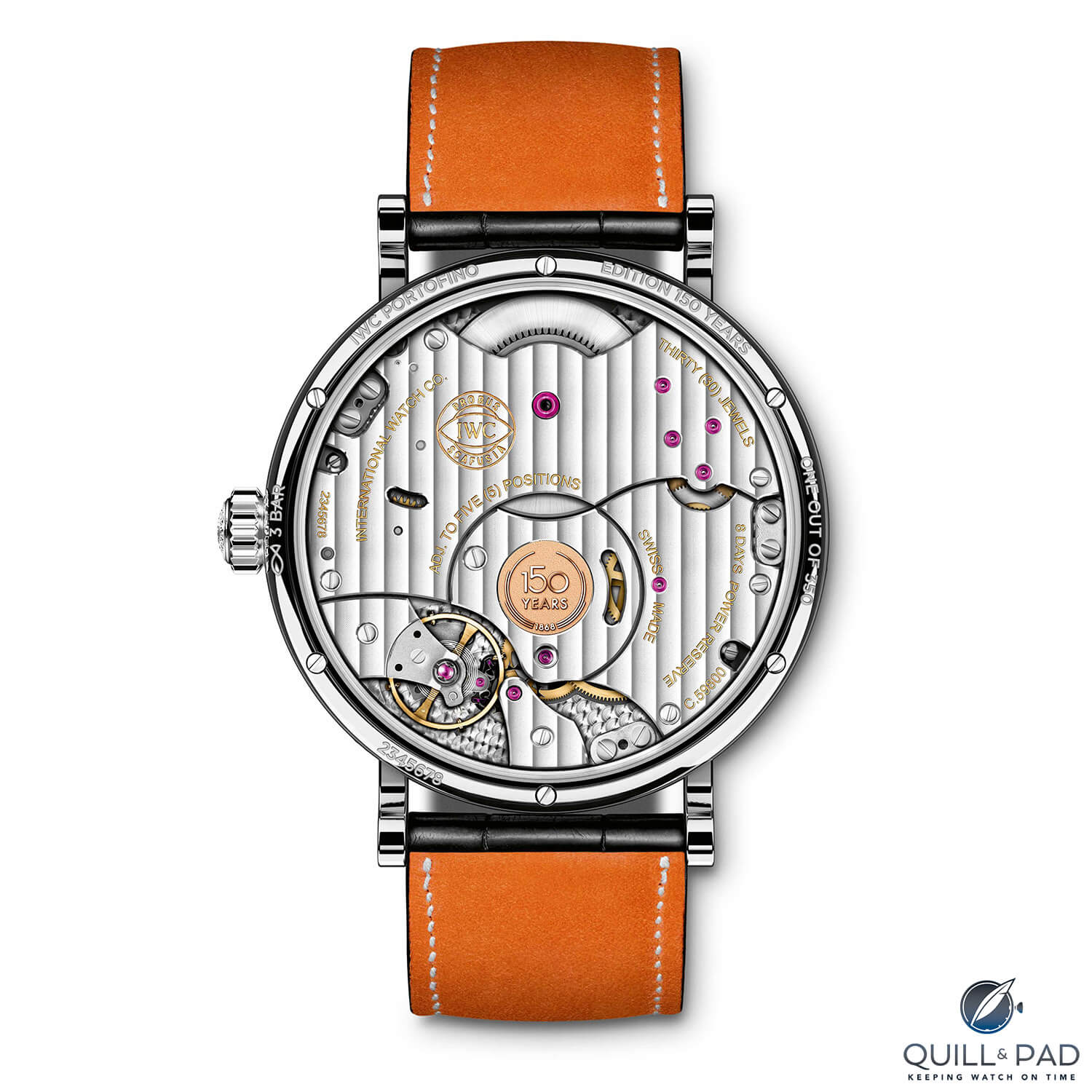 Movement side of the IWC Portofino Hand-Wound Moon Phase Edition 150 Years