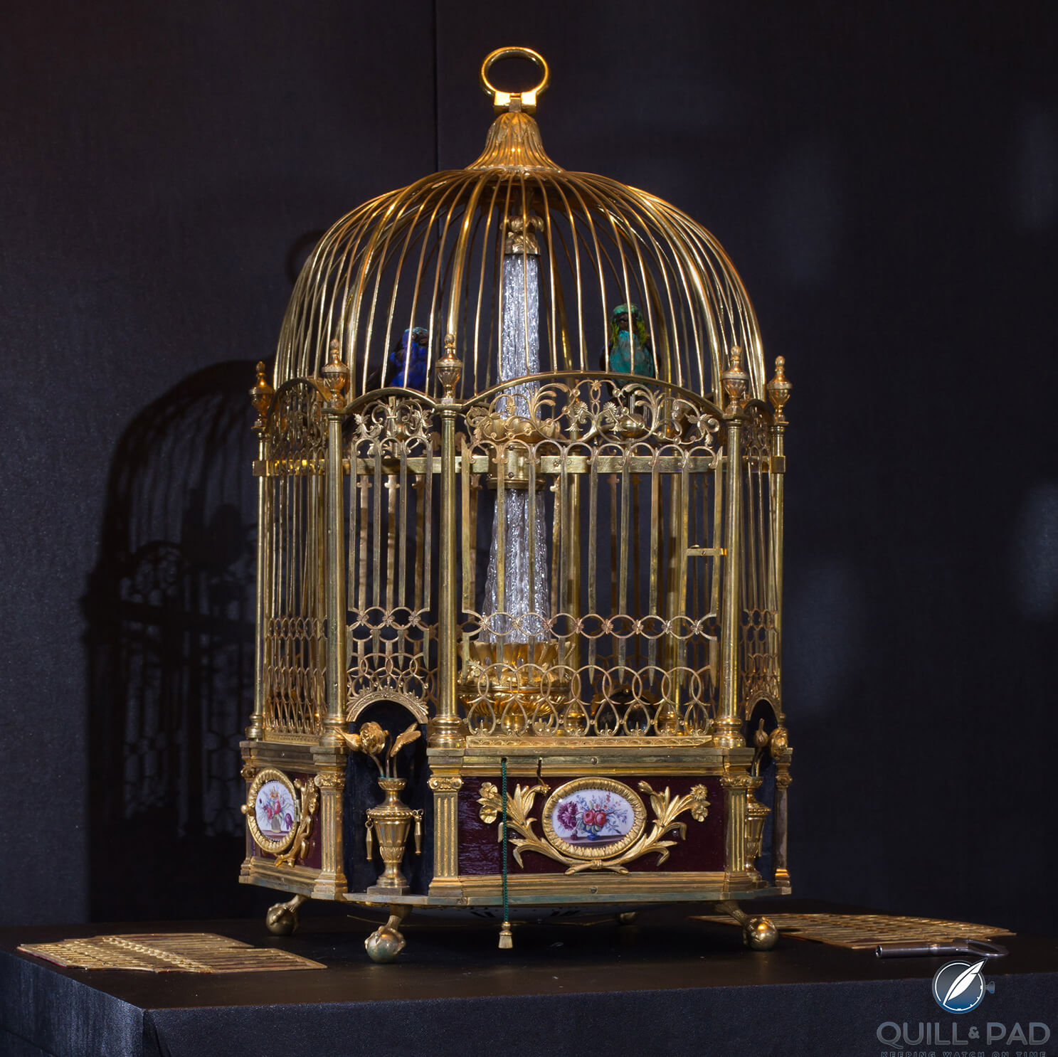 A vintage Jaquet Droz singing bird in cage on display in China in 2011