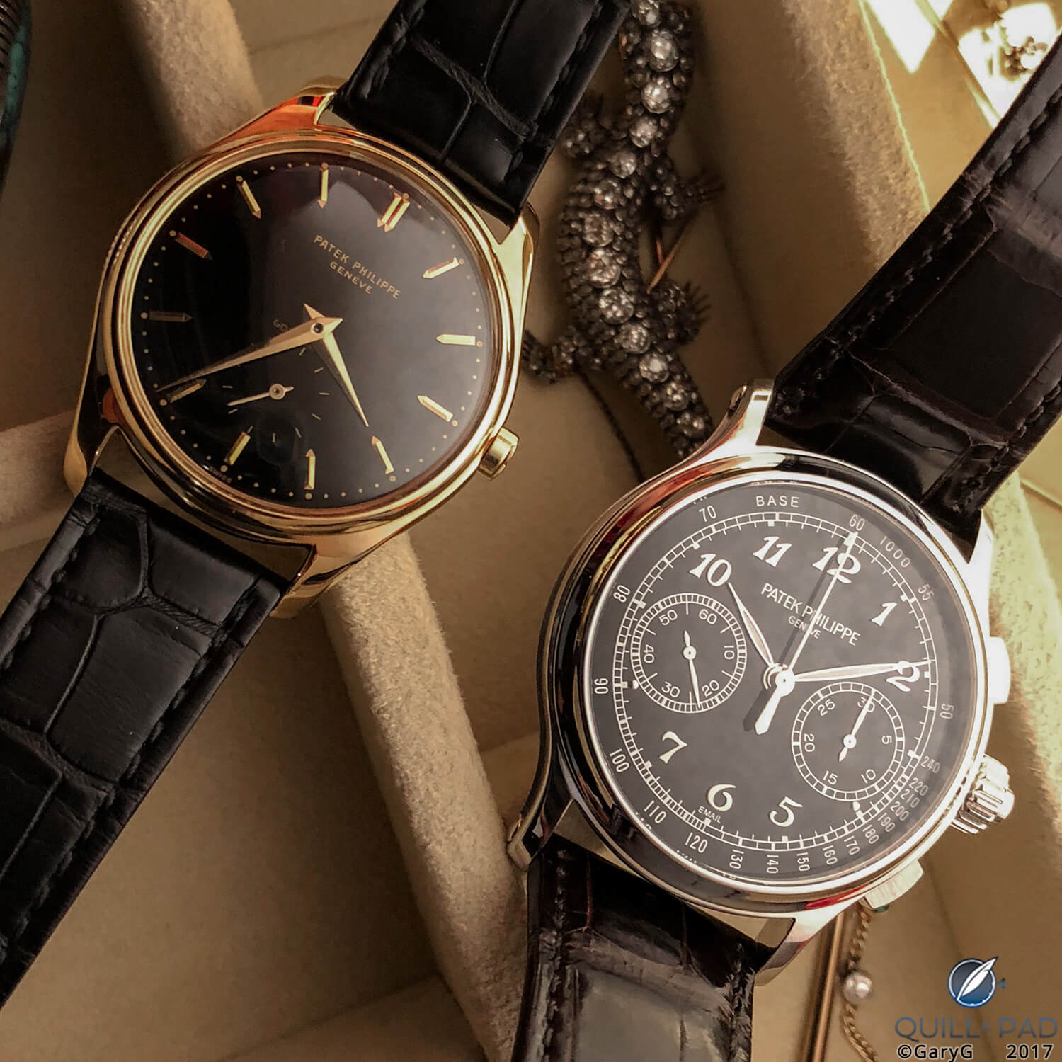 Black enamel then and now: the author’s Patek Philippe Reference 2526 and Reference 5370P