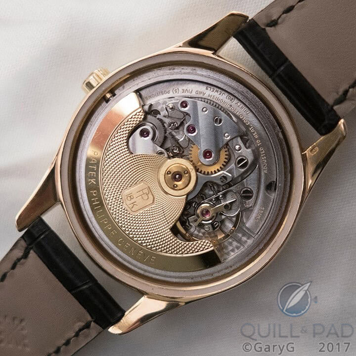 Hidden beauty: Caliber 12-600 AT with the solid case back of Patek Philippe Reference 2526 removed