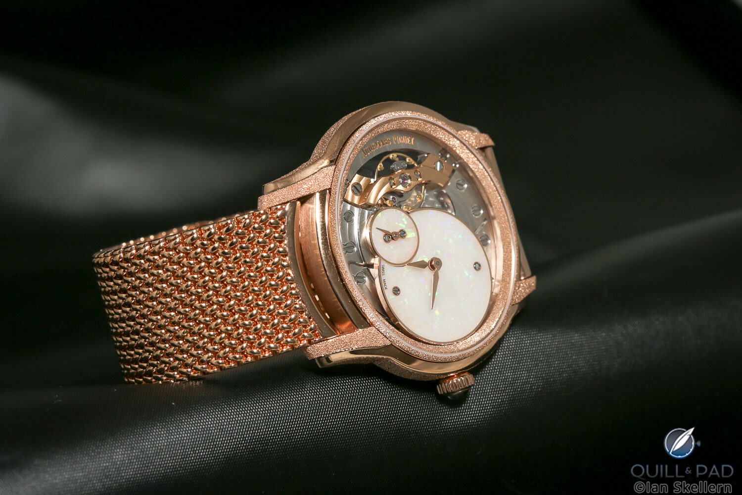Audemars Piguet Millenary Frosted Gold with opal dial on mesh bracelet