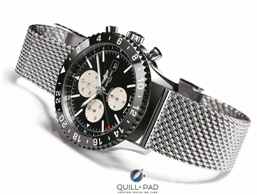 Breitling Chronoliner on mesh bracelet