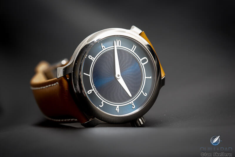 Ming's debut watch, the now-sold out 17.01 with blue dial