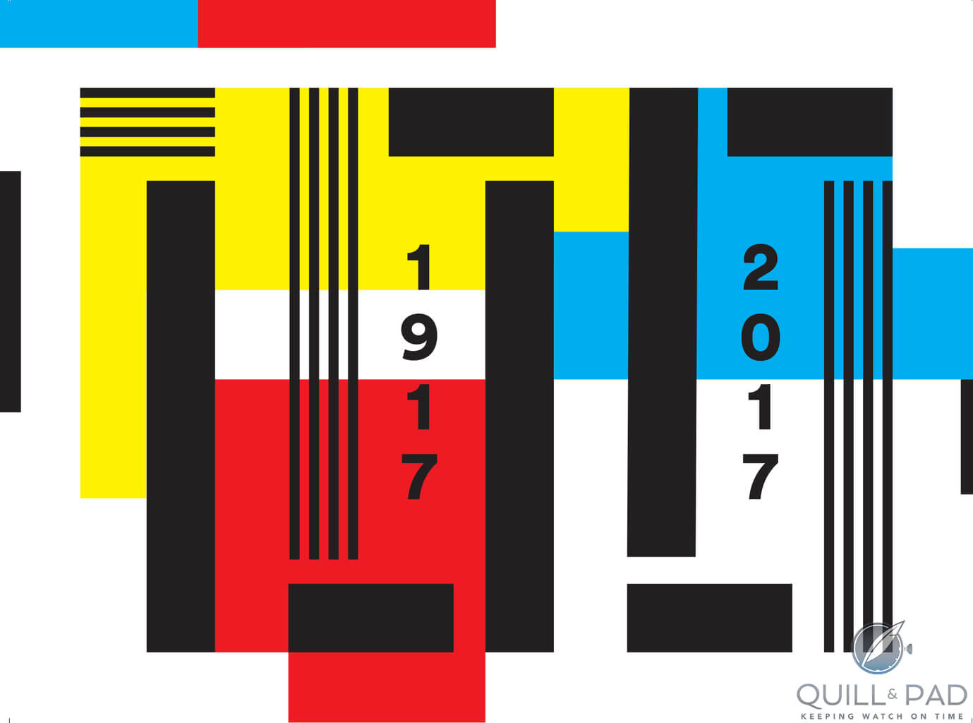 An official graphic commemorating the 100th anniversary of the de Stijl art movement