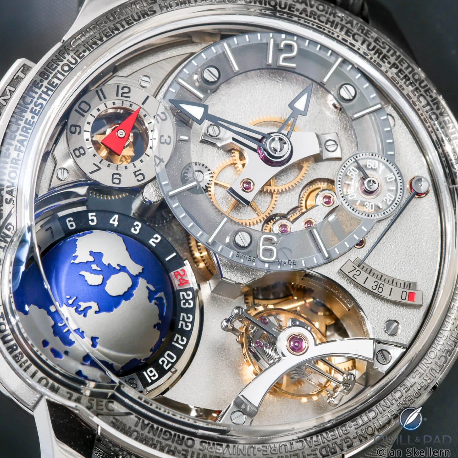 Close up look dial side of the Greubel Forsey GMT Earth