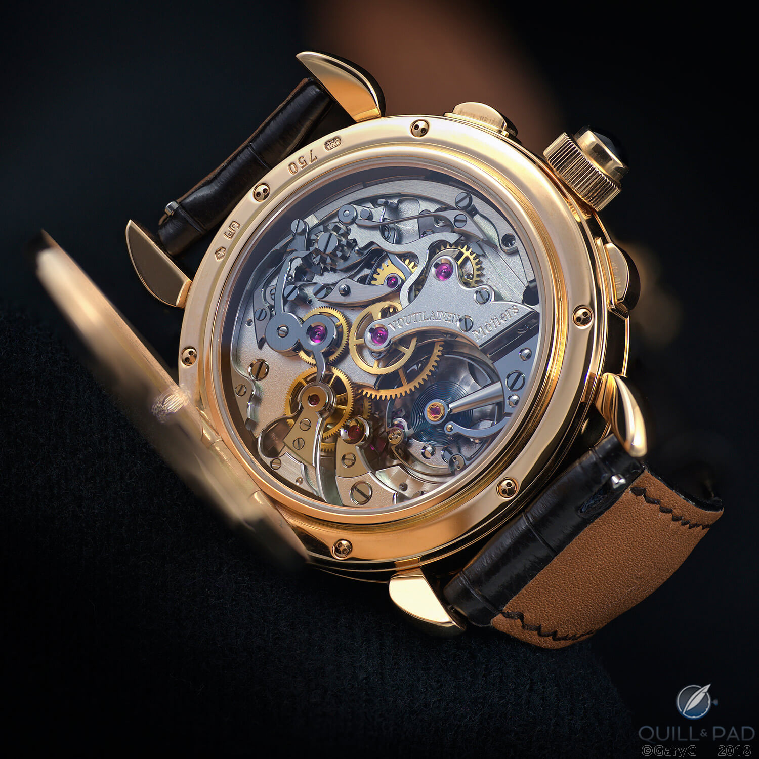 Movement view of the author’s Voutilainen Masterpiece Chronograph II