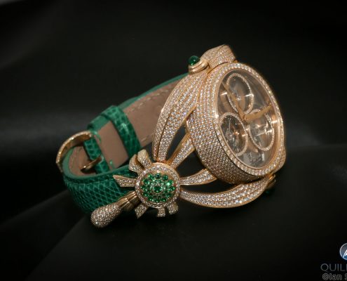 Giberg Niura Flying Tourbillon in red gold set with diamonds