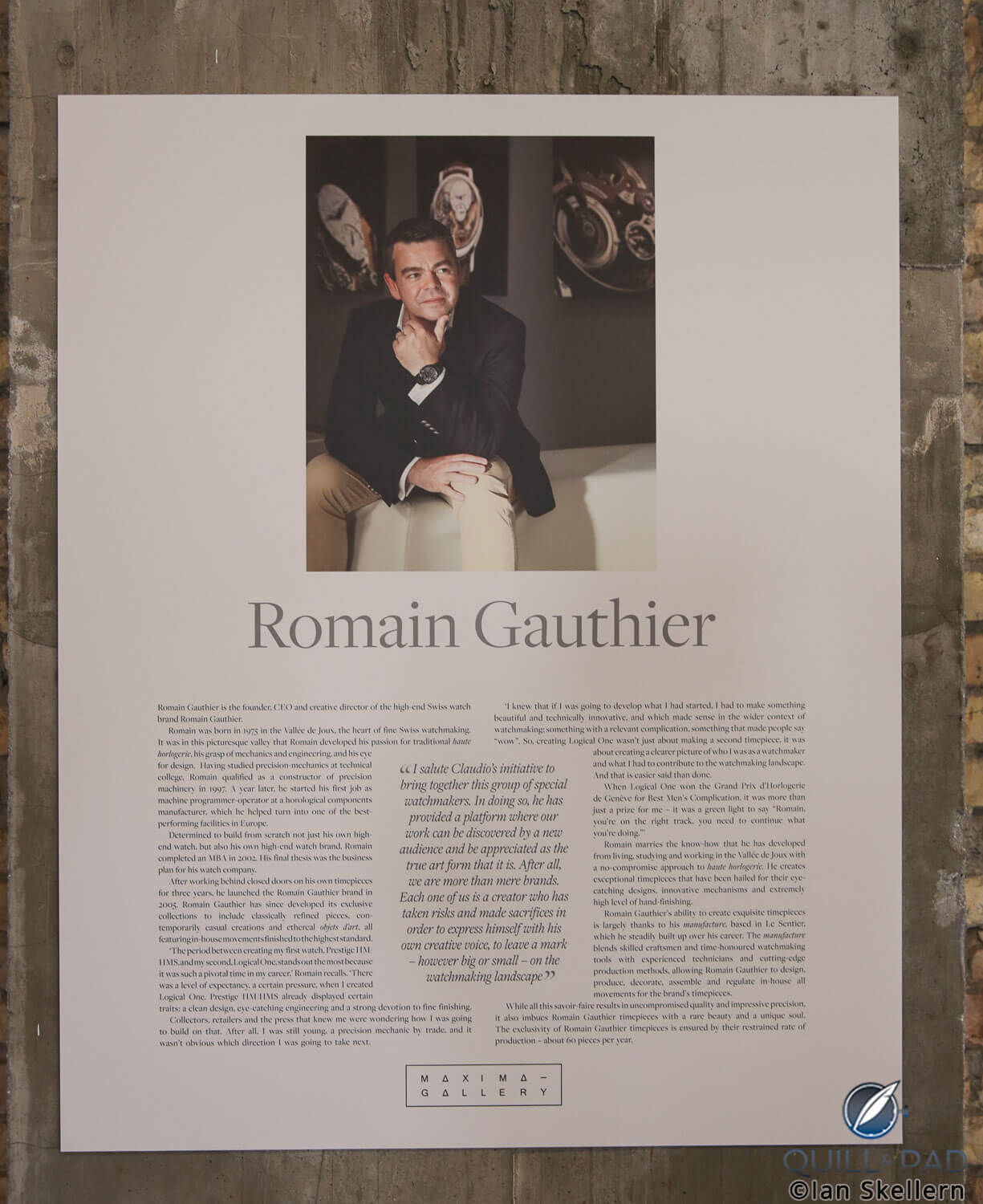 Roman Gauthier was at the exhibition opening night both in person and on the wall