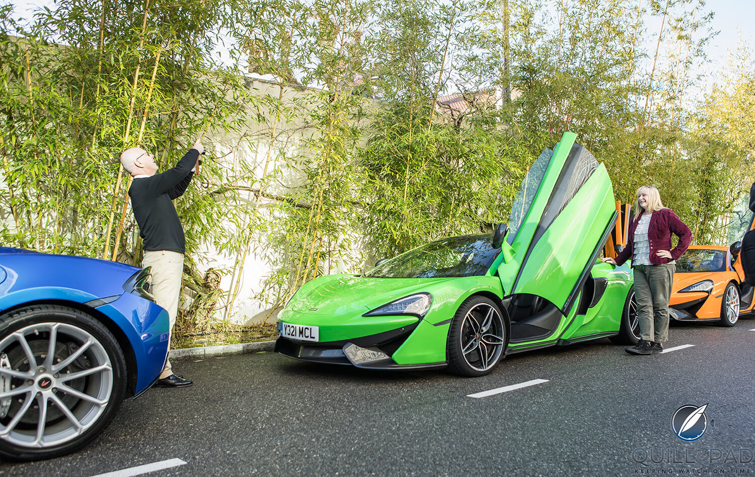 The author getting ready to drive the McLaren 570s Coupé (photo courtesy Mike Dodd/Beadyeye)