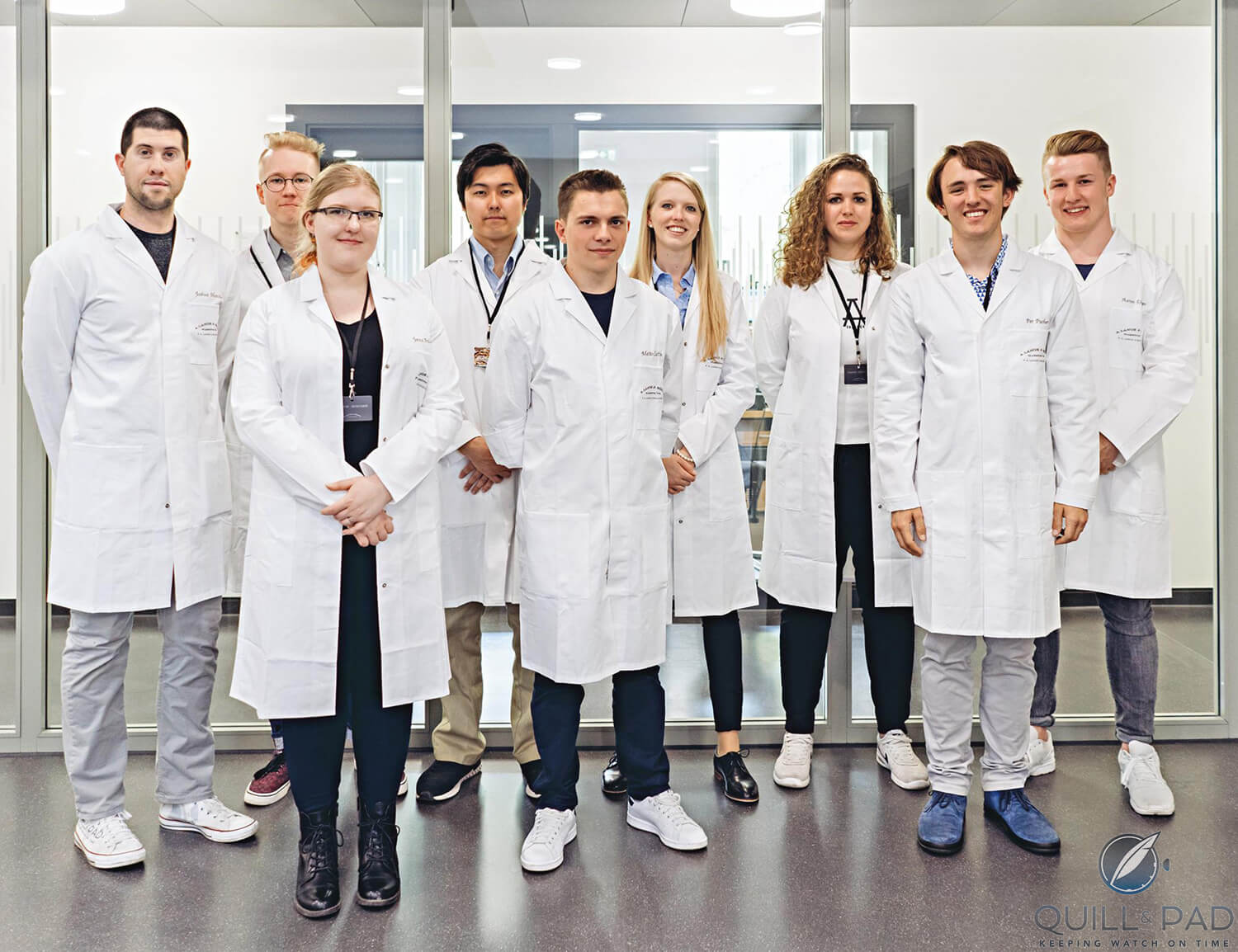 The eight student competitors with the author (far left) at A. Lange & Söhne’s factory in Glashütte for “scholarship week” (photo courtesy Erik Gross/A. Lange & Söhne)