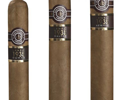 Montecristo Línea 1935 (L-R): Dumas (49 x 130 mm), Maltés (53 x 153 mm), and the Leyenda (55 x 165 mm)