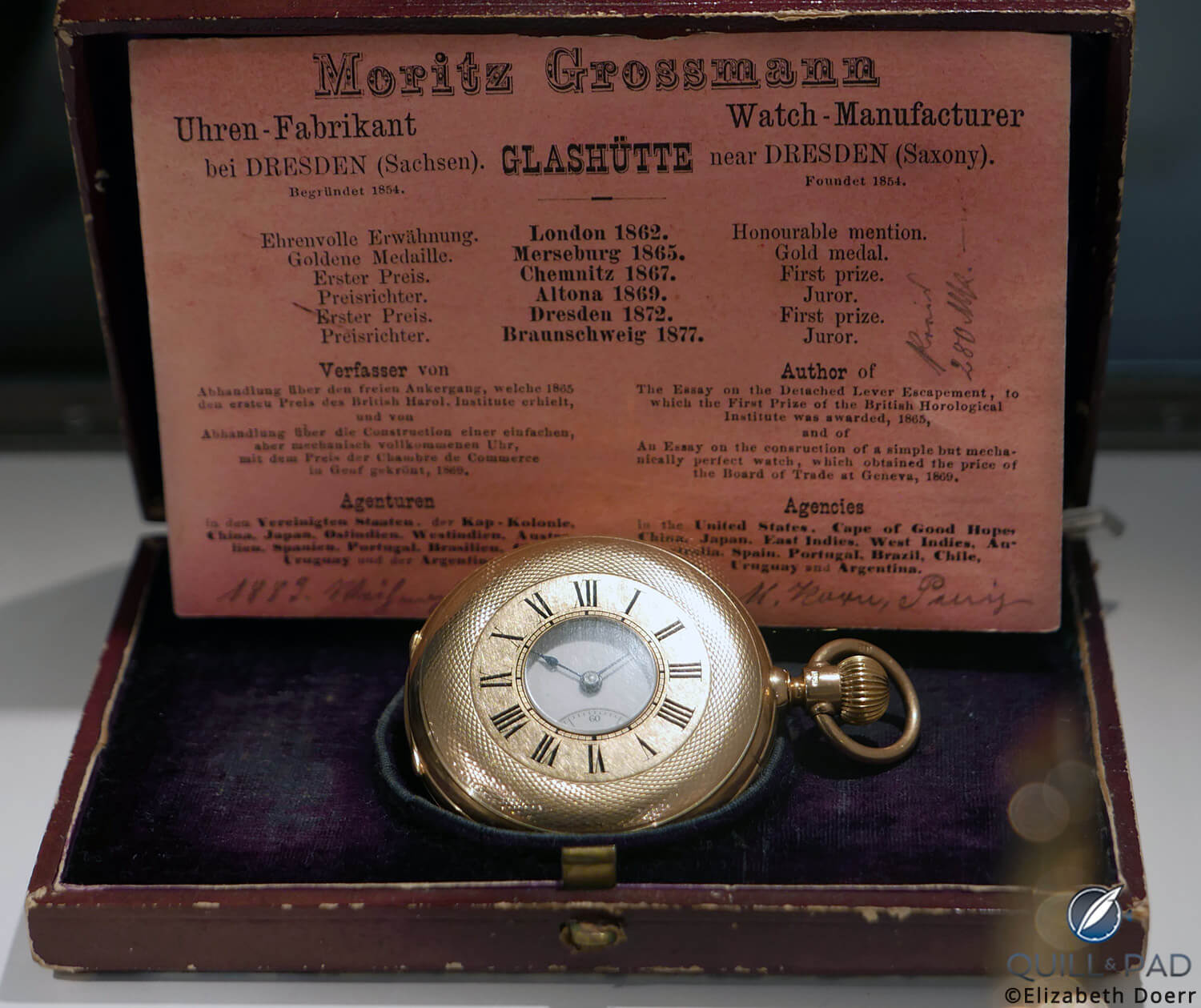 Moritz Grossmann pocket watch circa 1880 on display at the German Watchmaking Museum in Glashütte