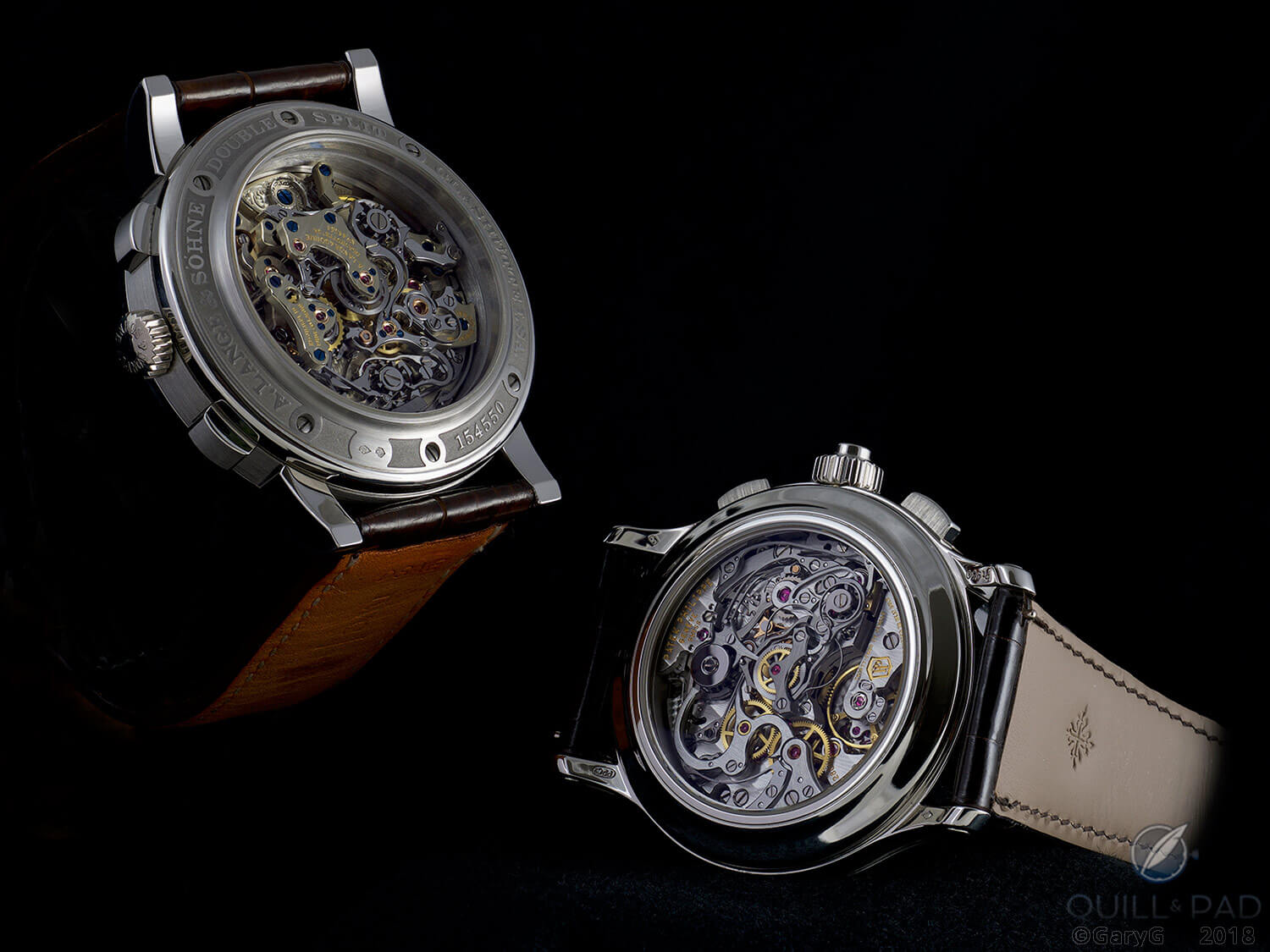 Double splitters: A. Lange & Söhne Double Split (left) and Patek Philippe Reference 5370P