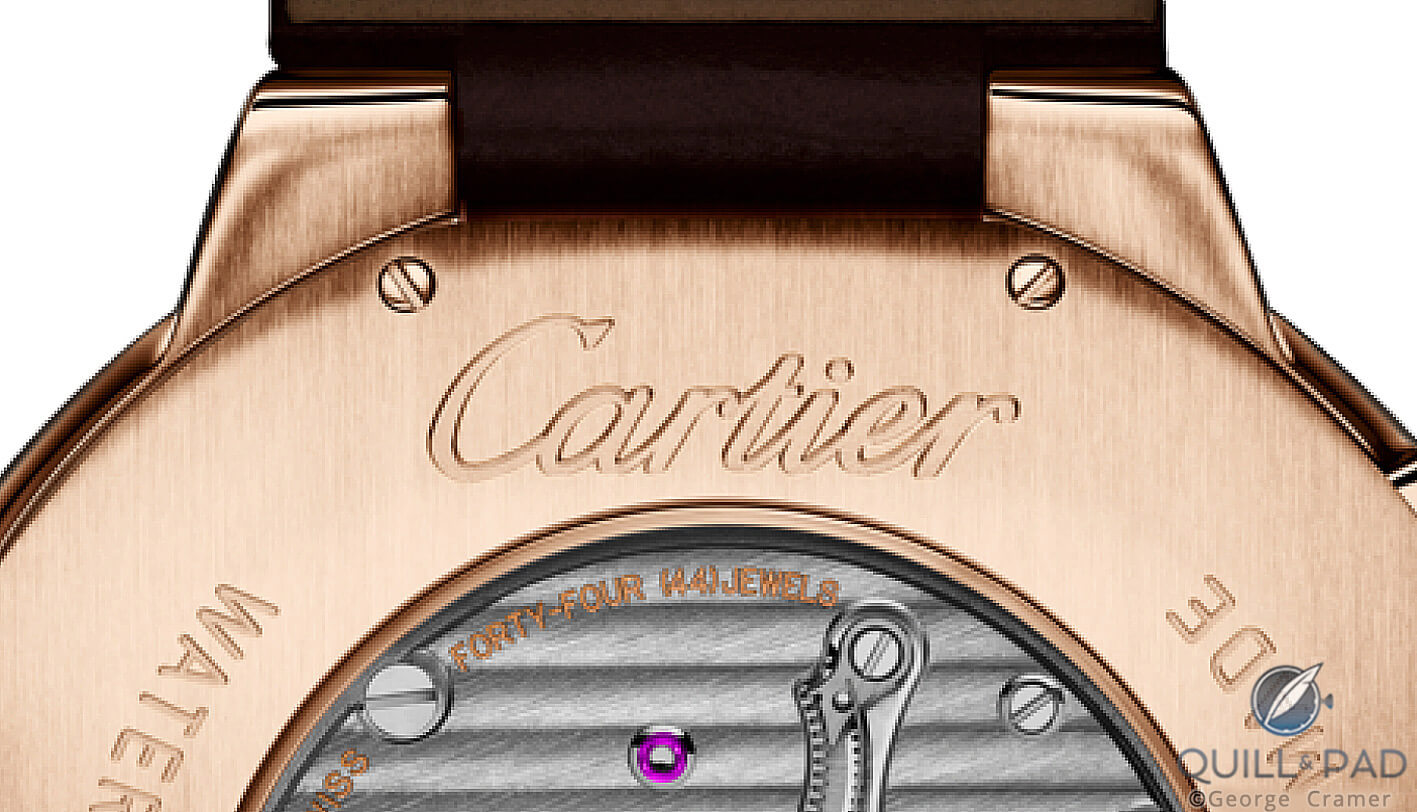 View of a Cartier Fine Watch Making Collection piece from the back