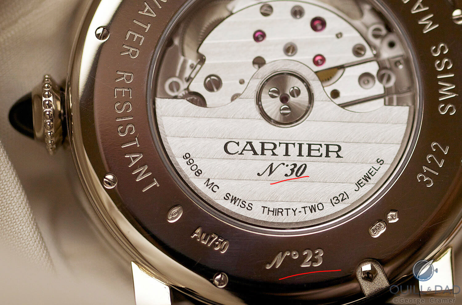 A Double numbered watch from the Cartier Fine Watch Making collection with one number on the movement and another on the case