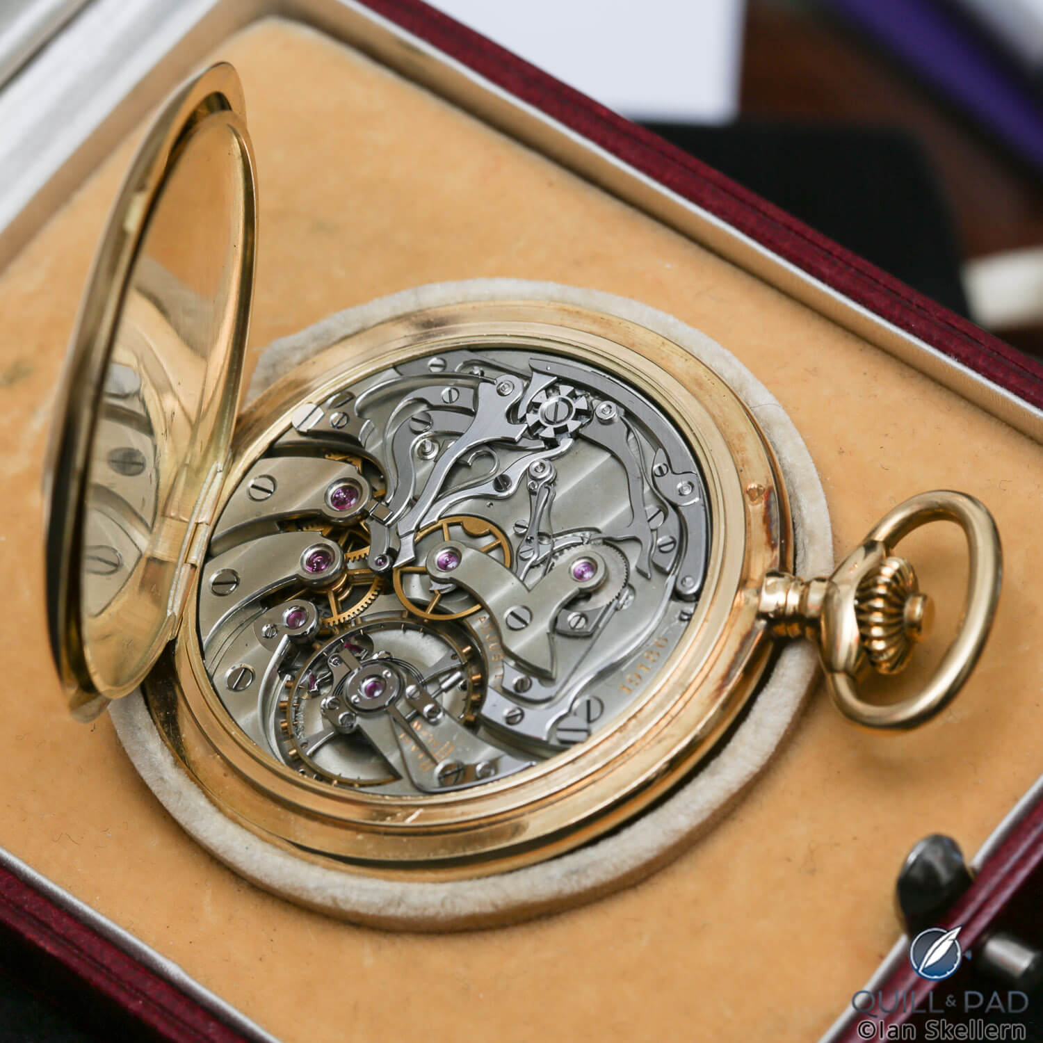 The movement of a Poitevin-LeJeune pocket watch chronograph from Gerd-Rüdiger Lang’s extensive chronograph collection