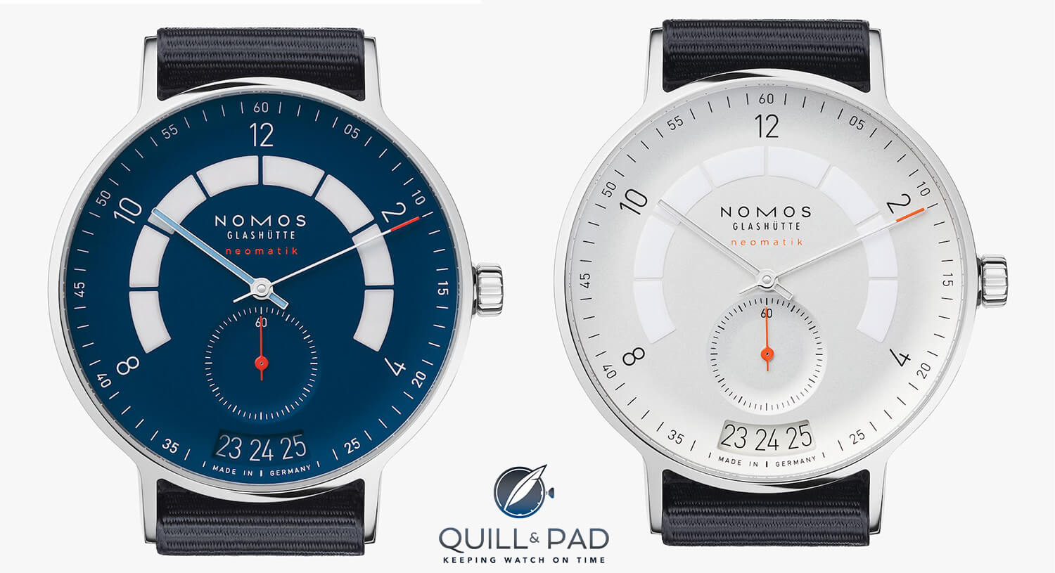 Nomos Autobahns with midnight blue and white dials