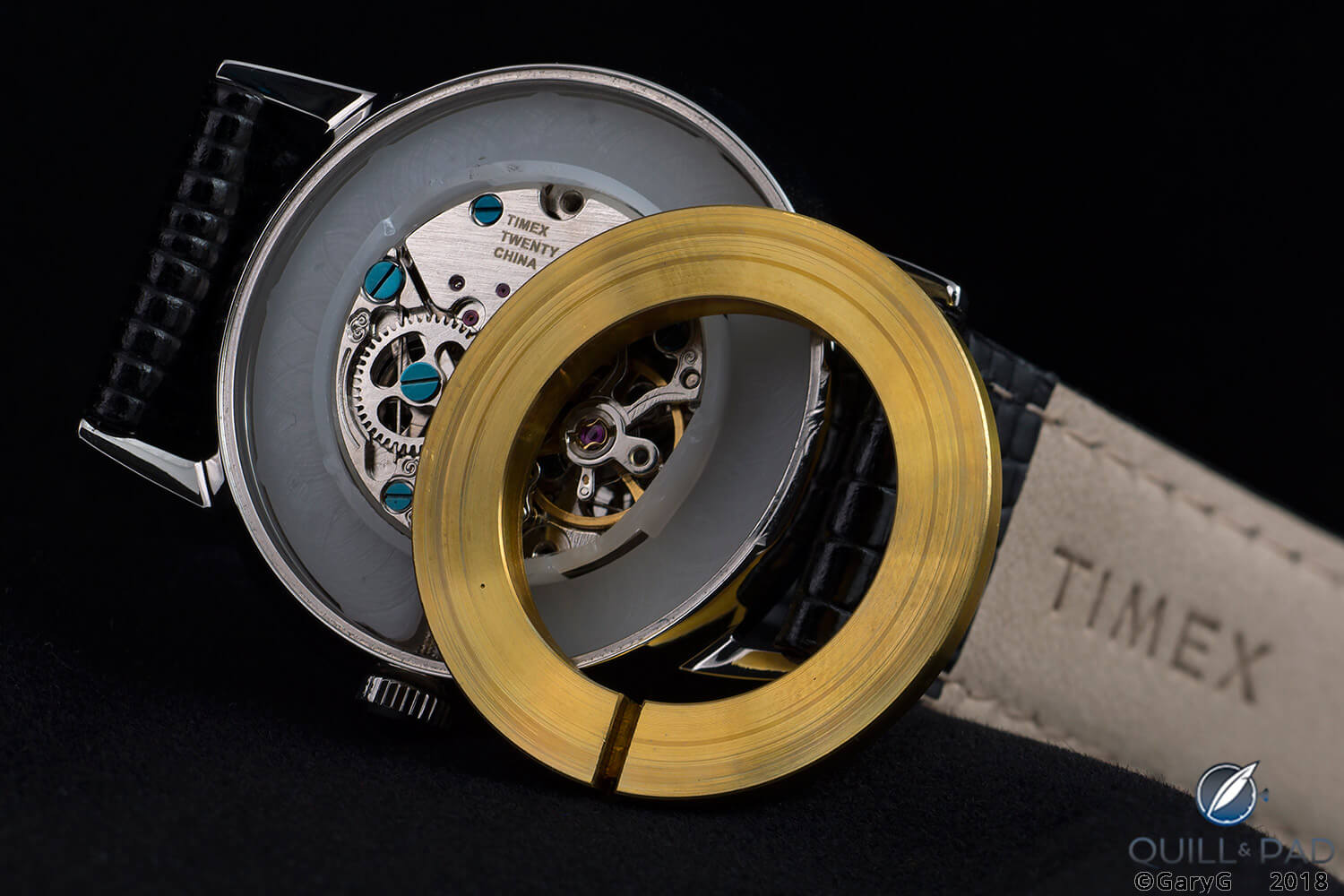 Timex Marlin re-edition with custom-made brass movement ring