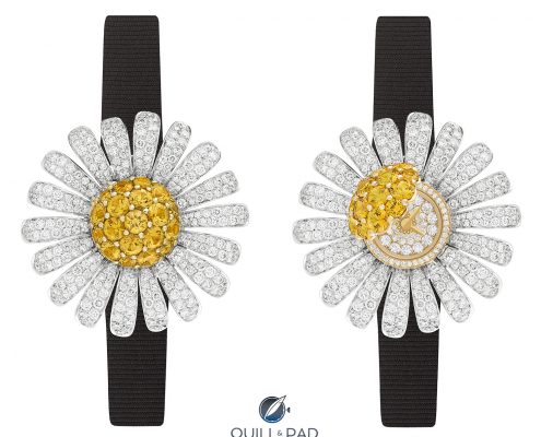 Van Cleef & Arpels Marguerite secret watch closed and open