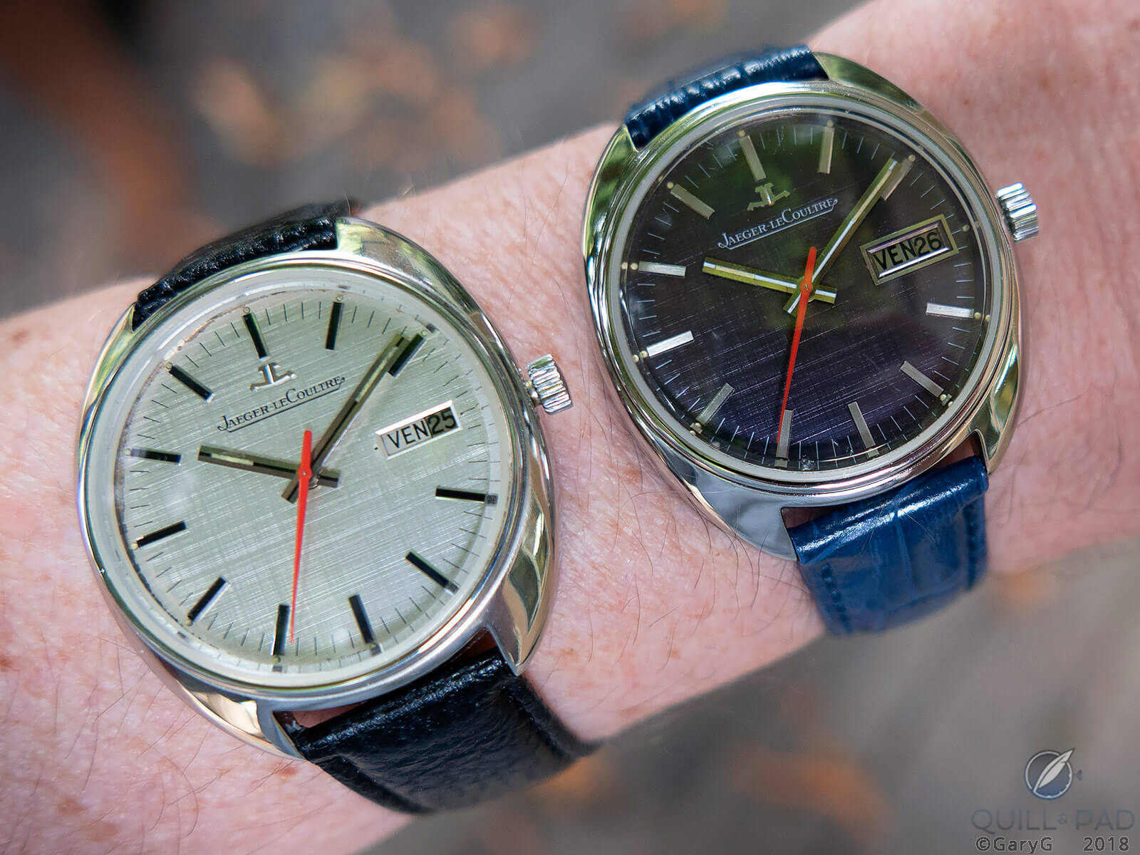 On the wrist: two prototype Caliber 906 watches from Jaeger-LeCoultre