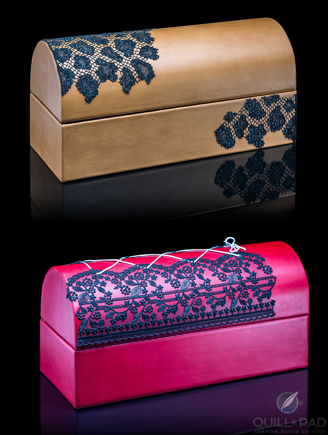 Luxuriously leather clad cases for Charles Clavem champagne